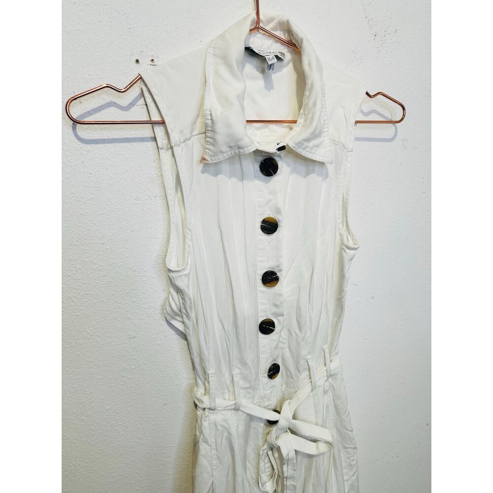 REISS Women's White Collared Front Button Belted Wide Leg Jumpsuit Size US 2 - Picture 4 of 14